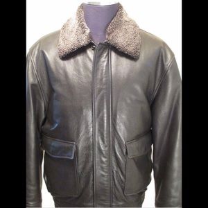 Jos. A. Bank Leather Aviator Bomber Jacket